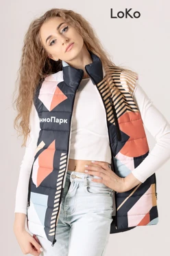 Жилет Бостон на синтепоне со стежкой унисекс, с полной запечаткой