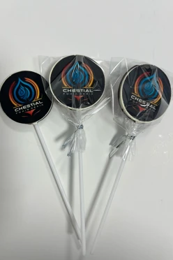 Шоколадный медальон на палочке с картинкой с 1 стороны, 5 см