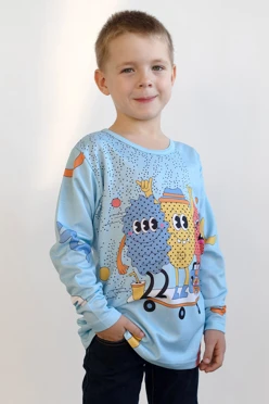 Лонгслив Гэлэкси Плюс детский из ложной сетки с полной запечаткой "Crackers"