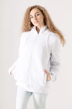 Балахон Джеймс из футера на флисе унисекс, однотонный белый