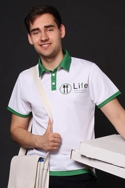 Поло Стар унисекс из ники с полной запечаткой "Life"