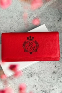 Кошелек кожаный с гравировкой, женский