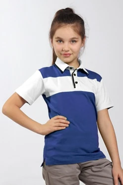 Поло Темп детская, комбинированная темно-синяя с белой вставкой