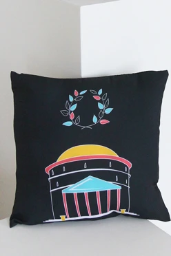 Подушка из габардина 40х40 см (холлофайбер), с полной запечаткой "Парфенон"