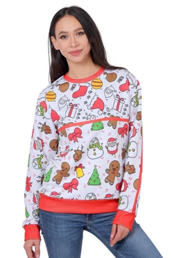 Свитшот Гарри унисекс из адидаса с полной запечаткой "Новый год"