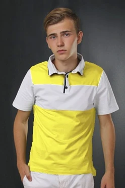 Поло Темп унисекс, комбинированная лимонная с белой вставкой