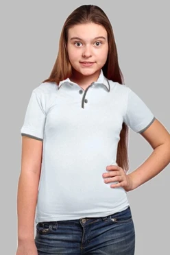 Поло Лайн детская, комбинированная белая