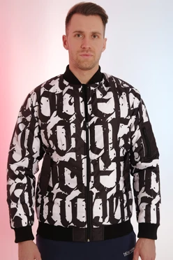 Куртка-бомбер Форд без капюшона на синтепоне унисекс, с полной запечаткой