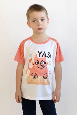 Футболка Спэйс детская из ложной сетки 130 с полной запечаткой "Yas"