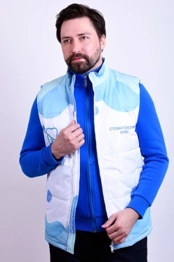 Жилет Портер на синтепоне со стежкой унисекс, с полной запечаткой "Арис"