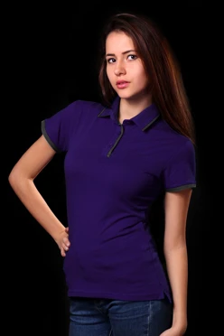Поло Лайн женская, комбинированная фиолетовая
