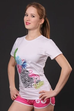 Футболка Степ женская однотонная "Фламинго"