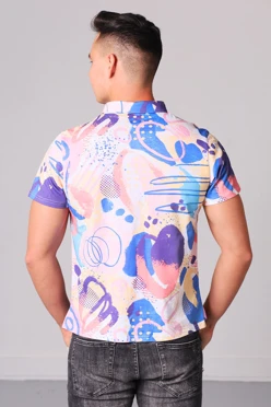 Поло Стэм унисекс из кулирки хб с полной запечаткой