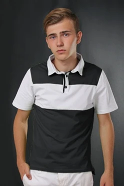 Поло Темп унисекс, комбинированная чёрная с белой вставкой