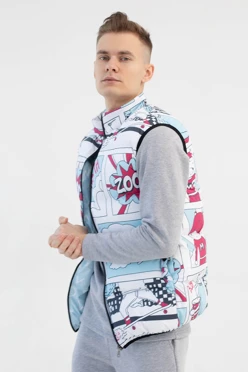 Жилет Морган с подкладом из лебяжьего пуха унисекс, с полной запечаткой