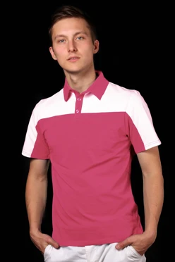 Поло Драйв унисекс, комбинированная розовая с белой вставкой