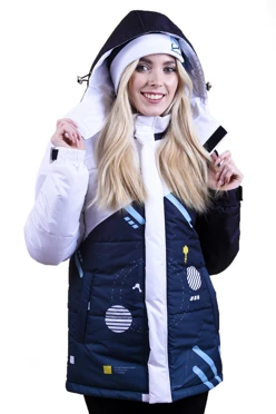 Куртка Винтер с капюшоном на синтепоне унисекс, с полной запечаткой "Planet"